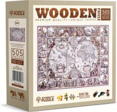 Wooden city Lesena sestavljanka Zemljevid dobe odkritij 505 kosov