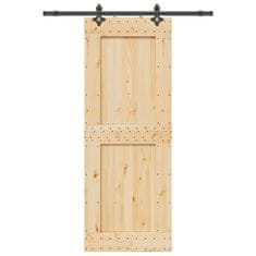 shumee vidaXL Drsna vrata s kompletom vodil 85x210 cm trdna borovina