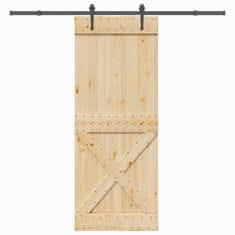 shumee vidaXL Drsna vrata s kompletom vodil 90x210 cm trdna borovina