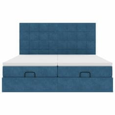 Vidaxl Otomanski posteljni okvir z vzmetnicami moder 180x200cm žamet