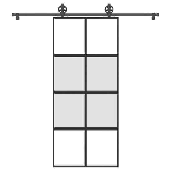 shumee vidaXL Drsna vrata z opremo 90x205 cm kaljeno steklo in aluminij