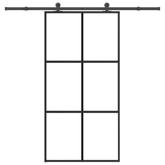 shumee vidaXL Drsna vrata z opremo ESG steklo in aluminij 102x205 cm