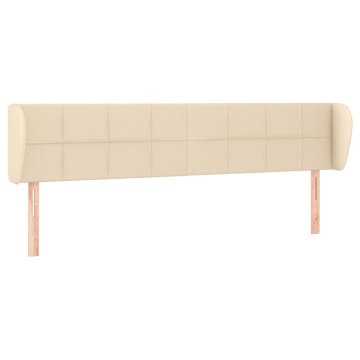 Vidaxl Vzglavje z ušesi krem 203x23x78/88 cm blago