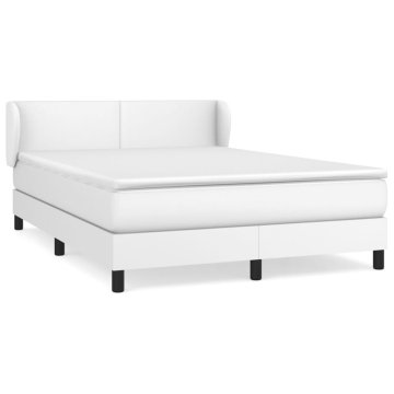 Vidaxl Box spring postelja z vzmetnico bel 140x200 cm umetno usnje