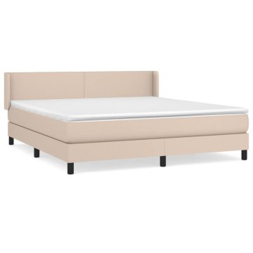 Vidaxl Box spring postelja z vzmetnico kapučino 180x200cm umetno usnje