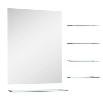 Vidaxl Stensko ogledalo s 5 policami srebrno 50x60 cm