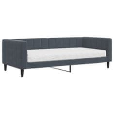 Vidaxl Dnevna postelja z vzmetnico temno siva 90x200 cm žamet