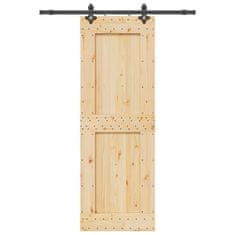 shumee vidaXL Drsna vrata s kompletom vodil 80x210 cm trdna borovina