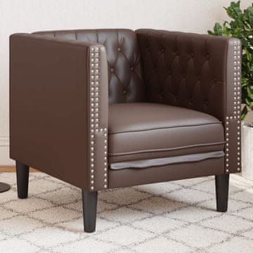Vidaxl vidaXL Chesterfield fotelj, rjav, oblazinjen v umetno usnje