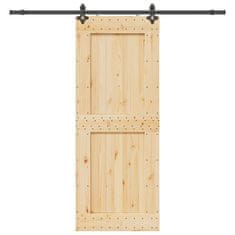 shumee vidaXL Drsna vrata s kompletom vodil 90x210 cm trdna borovina