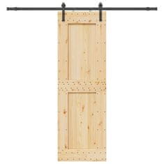 shumee vidaXL Drsna vrata s kompletom vodil 70x210 cm trdna borovina