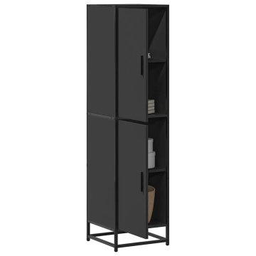 shumee vidaXL Visoka omara črna 35,5x35x139 cm inženirski les in kovina