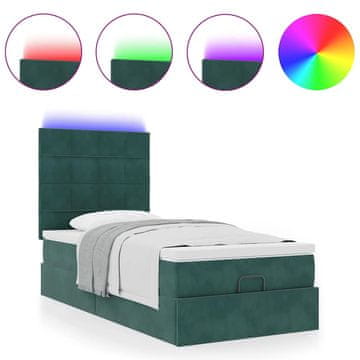 Vidaxl Otomanski posteljni okvir z vzmetnicami zelen 90x190cm žamet