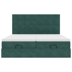 Vidaxl Otomanski posteljni okvir z vzmetnicami zelen 180x200cm žamet