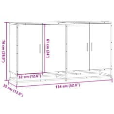 Vidaxl Komoda rjav hrast 134x35x76 cm inženirski les
