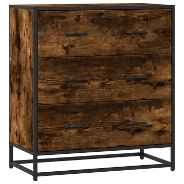 Vidaxl Komoda dimljeni hrast 68x35x76 cm inženirski les in kovina