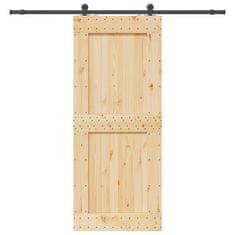 shumee vidaXL Drsna vrata s kompletom vodil 95x210 cm trdna borovina