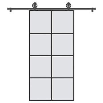 shumee vidaXL Drsna vrata z opremo 102,5x205 cm ESG steklo in aluminij