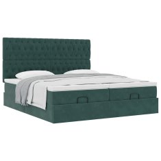 Vidaxl Otomanski posteljni okvir z vzmetnicami zelen 180x200cm žamet