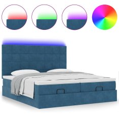 Vidaxl Otomanski posteljni okvir z vzmetnicami moder 180x200cm žamet