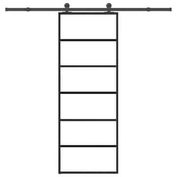 Vidaxl Drsna vrata z opremo 76x205 cm ESG steklo in aluminij