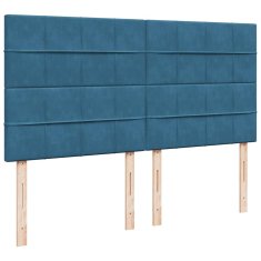 Vidaxl Otomanski posteljni okvir z vzmetnicami moder 200x200cm žamet