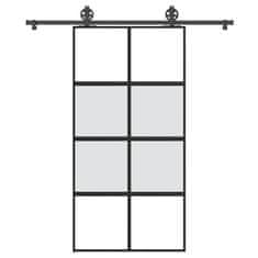 shumee vidaXL Drsna vrata z opremo 102,5x205 cm kaljeno steklo in aluminij