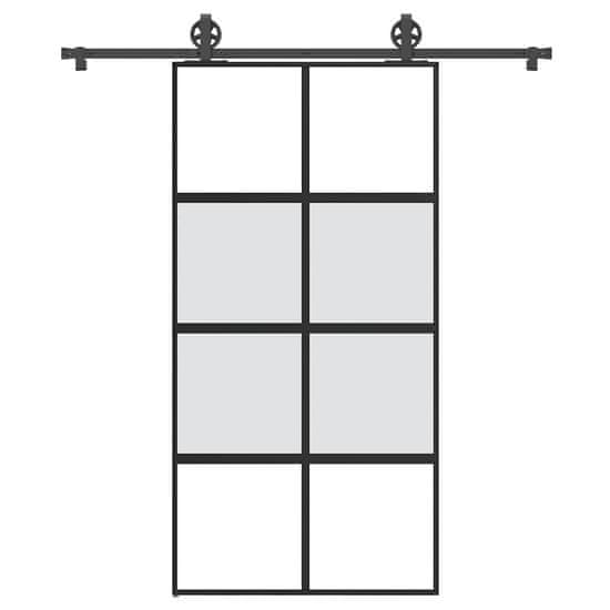 shumee vidaXL Drsna vrata z opremo 102,5x205 cm kaljeno steklo in aluminij