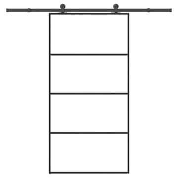 Vidaxl Drsna vrata z opremo 102,5x205 cm ESG steklo in aluminij