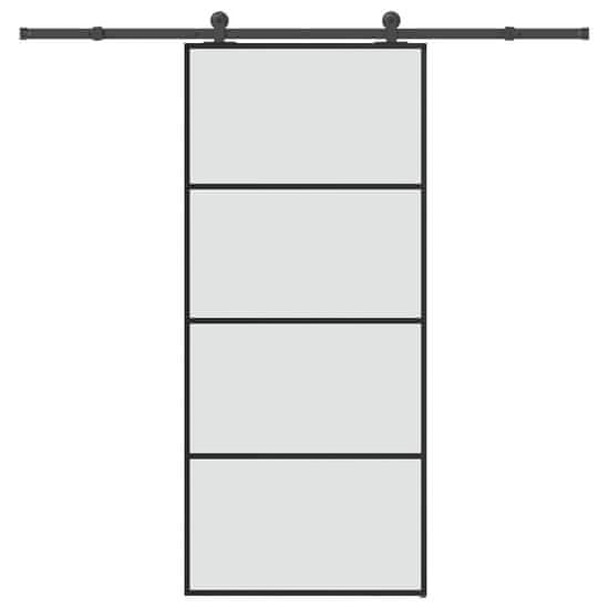shumee vidaXL Drsna vrata z opremo 90x205 cm ESG steklo in aluminij