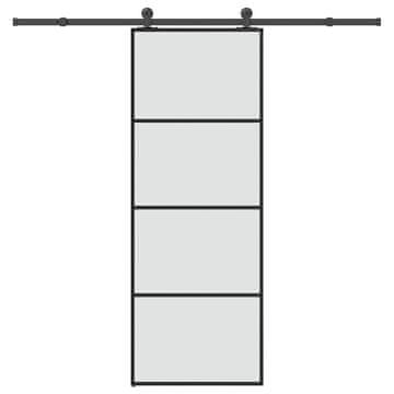 Vidaxl Drsna vrata z opremo 76x205 cm ESG steklo in aluminij