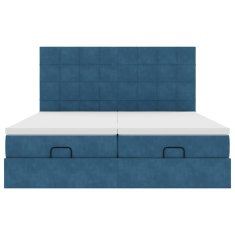 Vidaxl Otomanski posteljni okvir z vzmetnicami moder 200x200cm žamet