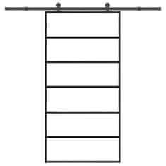 Vidaxl Drsna vrata z opremo ESG steklo in aluminij 102x205 cm