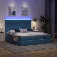 Vidaxl Otomanski posteljni okvir z vzmetnicami moder 180x200cm žamet