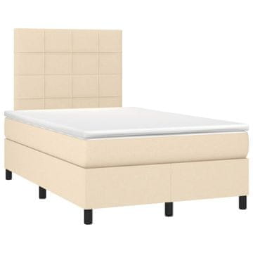 Vidaxl Box spring postelja z vzmetnico krem 120x190 cm blago