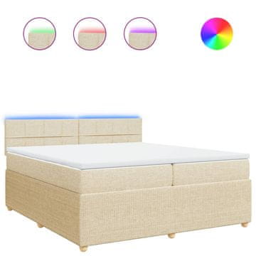 Vidaxl Box spring postelja z vzmetnico krem 200x200 cm blago