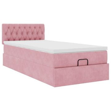 Vidaxl Otomanski posteljni okvir z vzmetnico roza 90x190 cm žamet