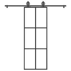 shumee vidaXL Drsna vrata z opremo 76x205 cm ESG steklo in aluminij