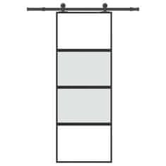 Vidaxl Drsna vrata z opremo 76x205 cm kaljeno steklo in aluminij