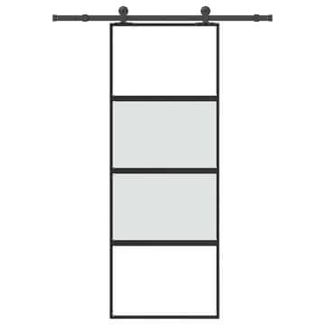Vidaxl Drsna vrata z opremo 76x205 cm kaljeno steklo in aluminij