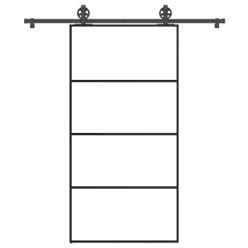 shumee vidaXL Drsna vrata z opremo 102,5x205 cm ESG steklo in aluminij