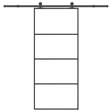 shumee vidaXL Drsna vrata z opremo 90x205 cm ESG steklo in aluminij