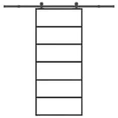 Vidaxl Drsna vrata z opremo 90x205 cm ESG steklo in aluminij