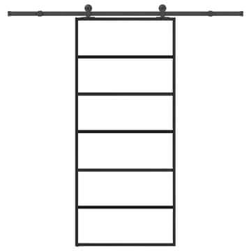 shumee vidaXL Drsna vrata z opremo 90x205 cm ESG steklo in aluminij