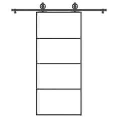 shumee vidaXL Drsna vrata z opremo 90x205 cm ESG steklo in aluminij