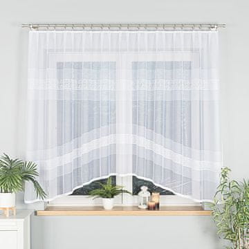 shumee KLAUDYNA - Že izdelana žakard zavesa z izrezom na dnu - 300x160 cm - bela