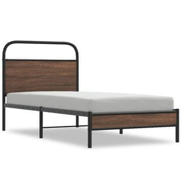 Vidaxl Posteljni okvir brez vzmetnice 90x190 cm rjav hrast inž. les