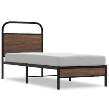Vidaxl Posteljni okvir brez vzmetnice 75x190 cm rjav hrast inž. les