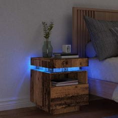 Vidaxl vidaXL Nočna omarica z LED osvetlitvijo, starinski les, 40x39x48,5 cm