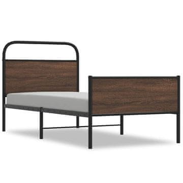 Vidaxl Posteljni okvir brez vzmetnice 100x190 cm rjav hrast inž. les